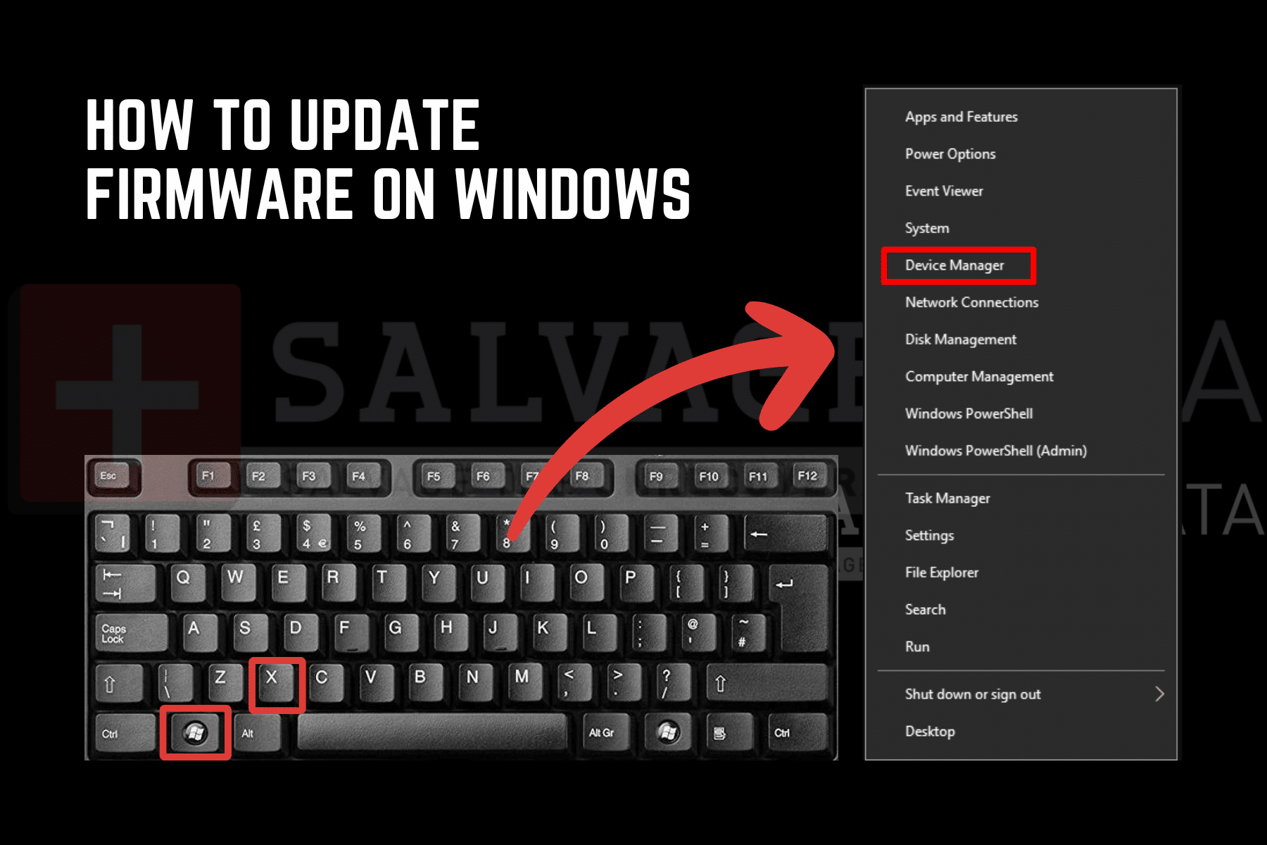 Update firmware
Check for and install any firmware updates available for your SSD, as manufacturers often release updates to fix known issues.
On Windows systems
Open "Device Manager" by pressing Win + X and selecting "Device Manager".